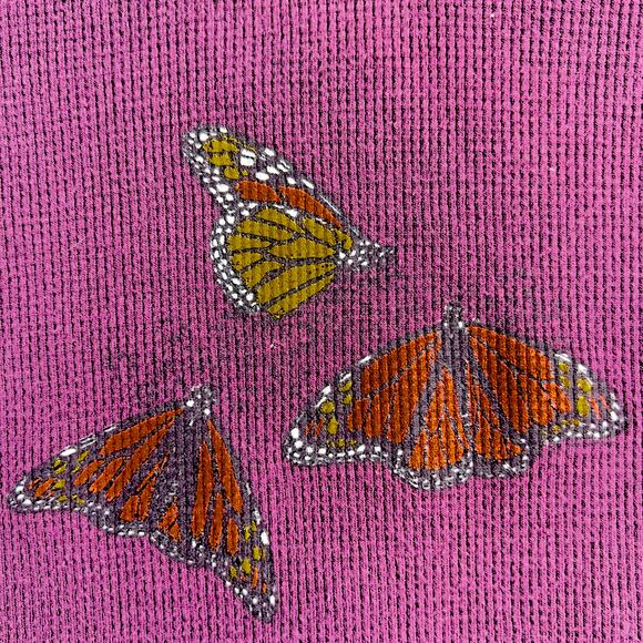 Waffle Weave Hoodie LAT Woman's M Purple w/ Butterfly Print On Front - Picture 3 of 10